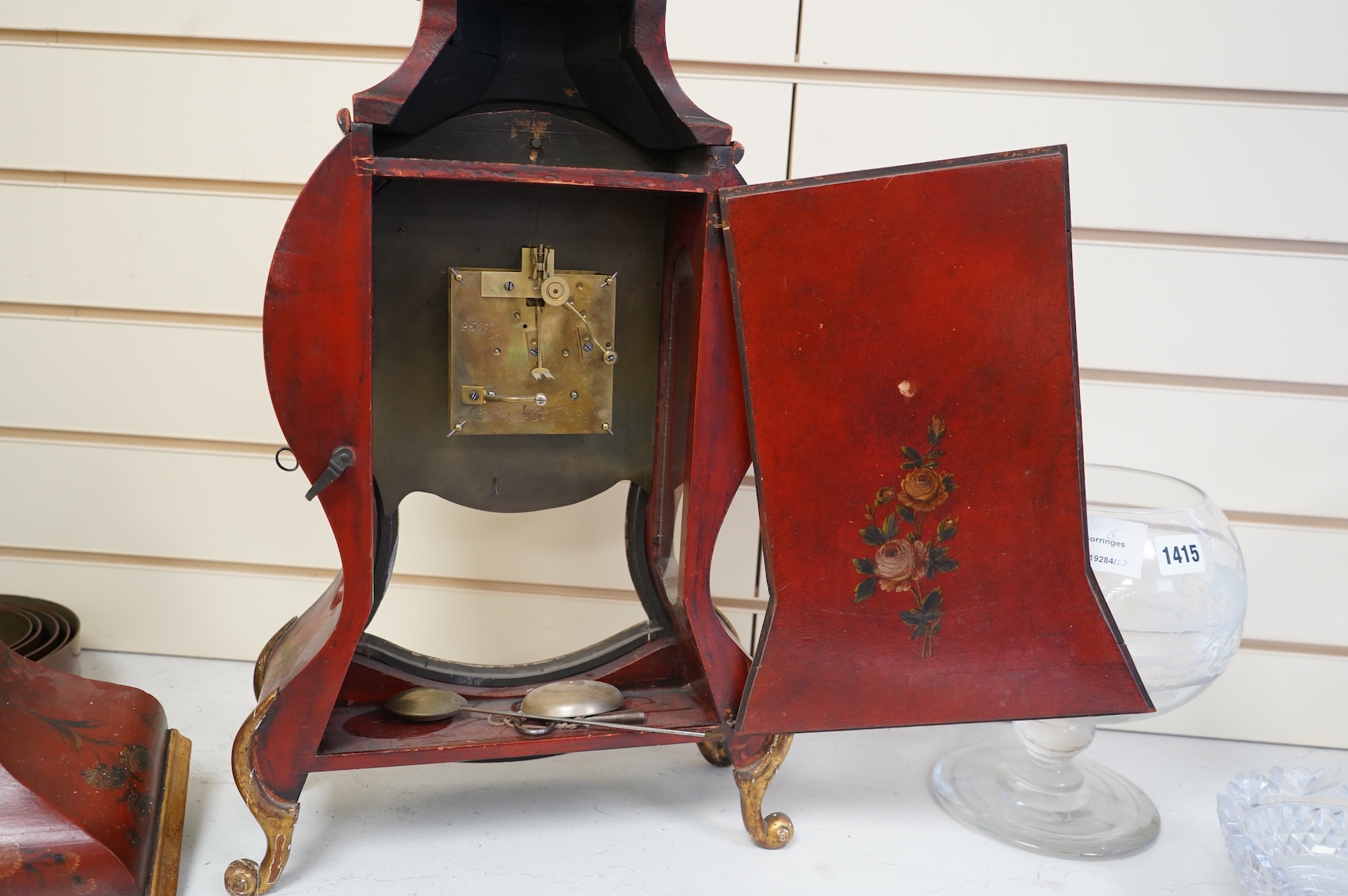 A Charles Le Roy, Paris bracket clock, striking on a bell, with key and pendulum, 58cm high